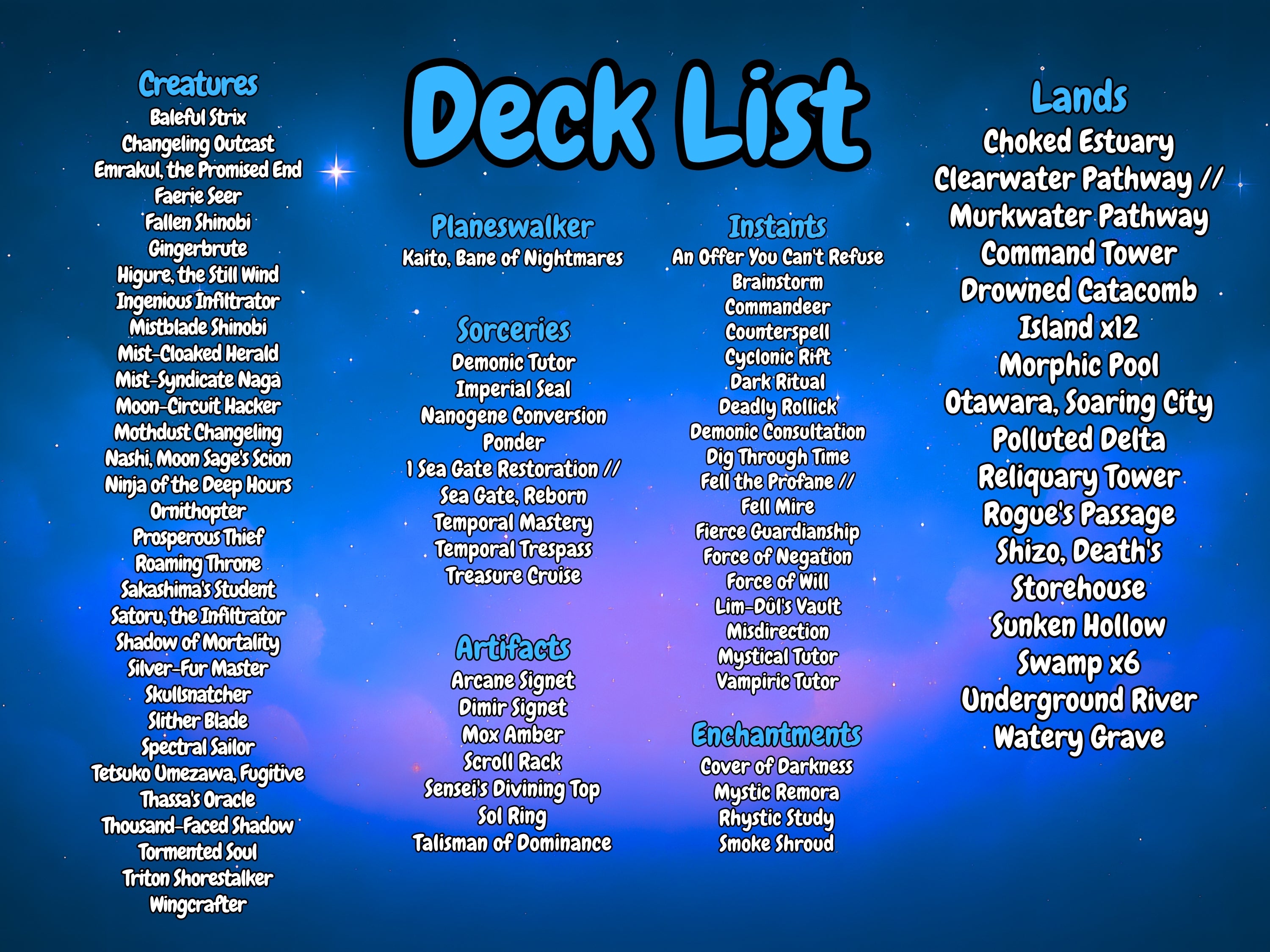 Yuriko Ninja Tribal MTG Proxy Commander Deck