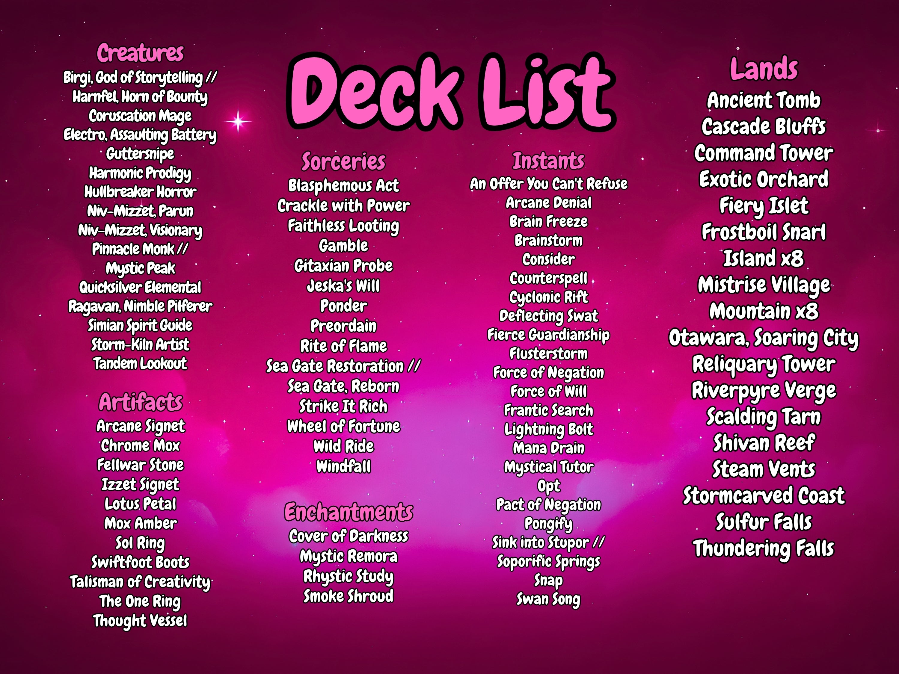 Vivi Ornitier Spellslinger MTG Proxy Commander Deck