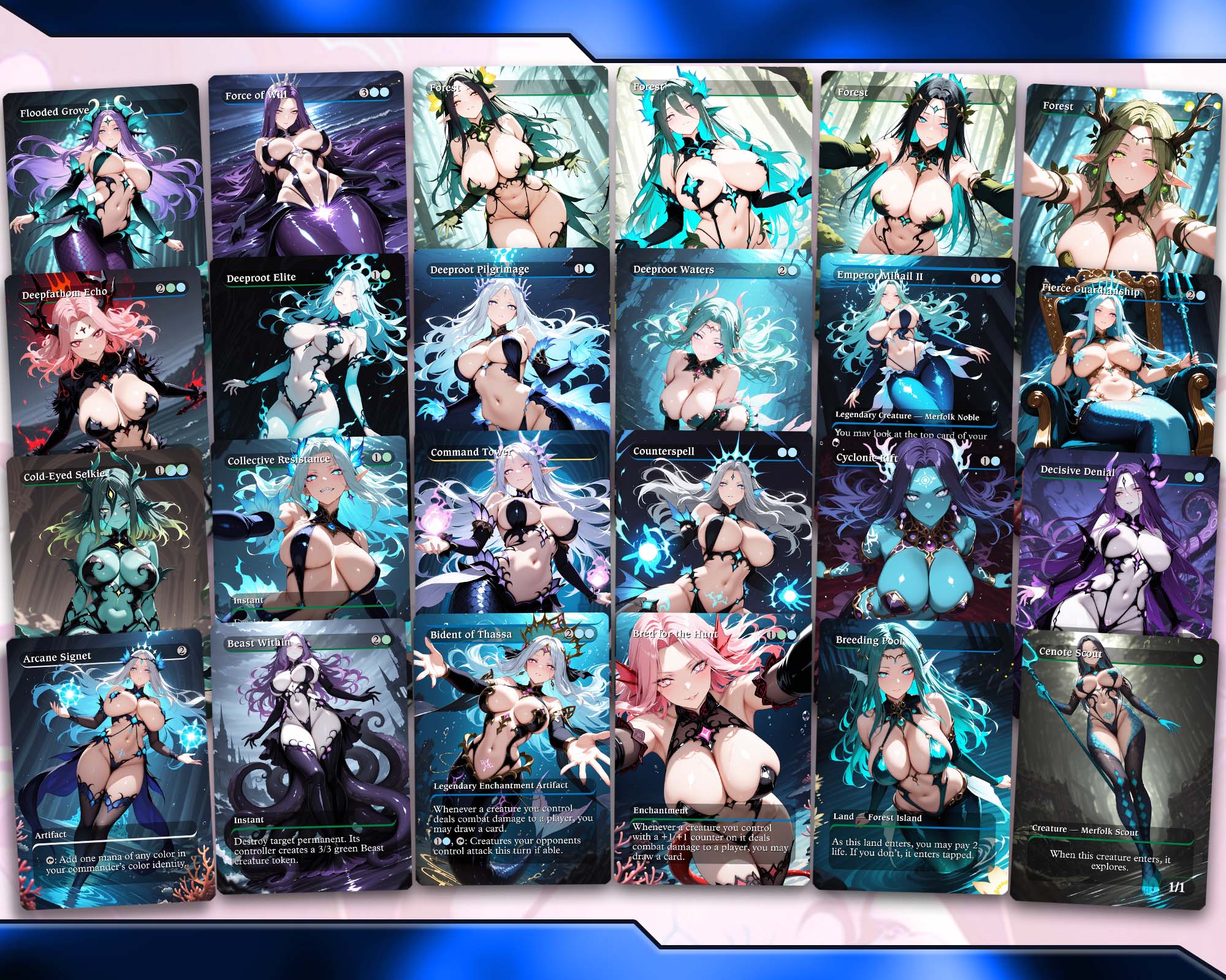 Hakbal Merfolk Tribal MTG Proxy Commander Deck - AngelProxy