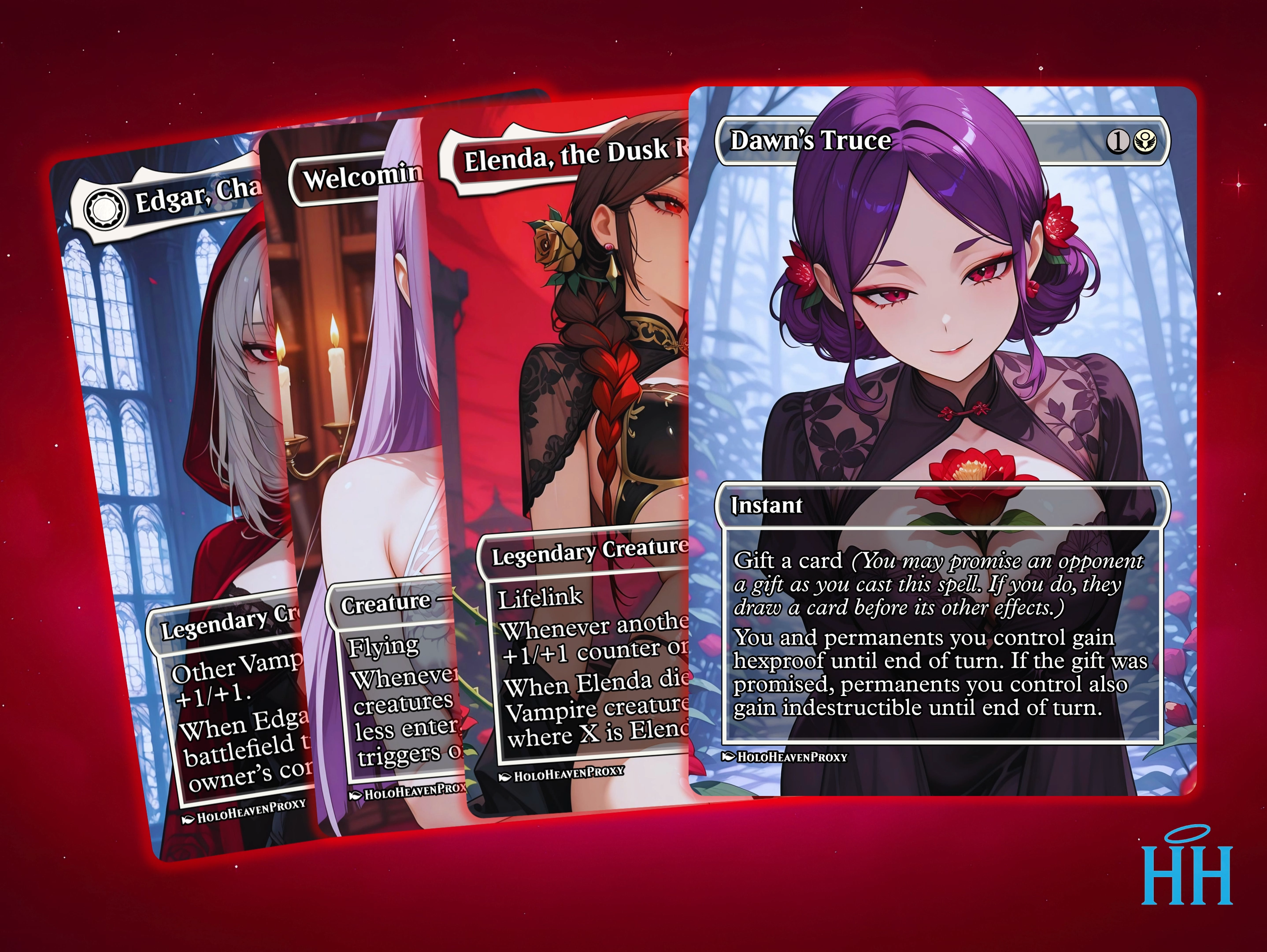 Video showcasing the custom art and mtg proxy cards you get in the Edgar Markov proxy deck.