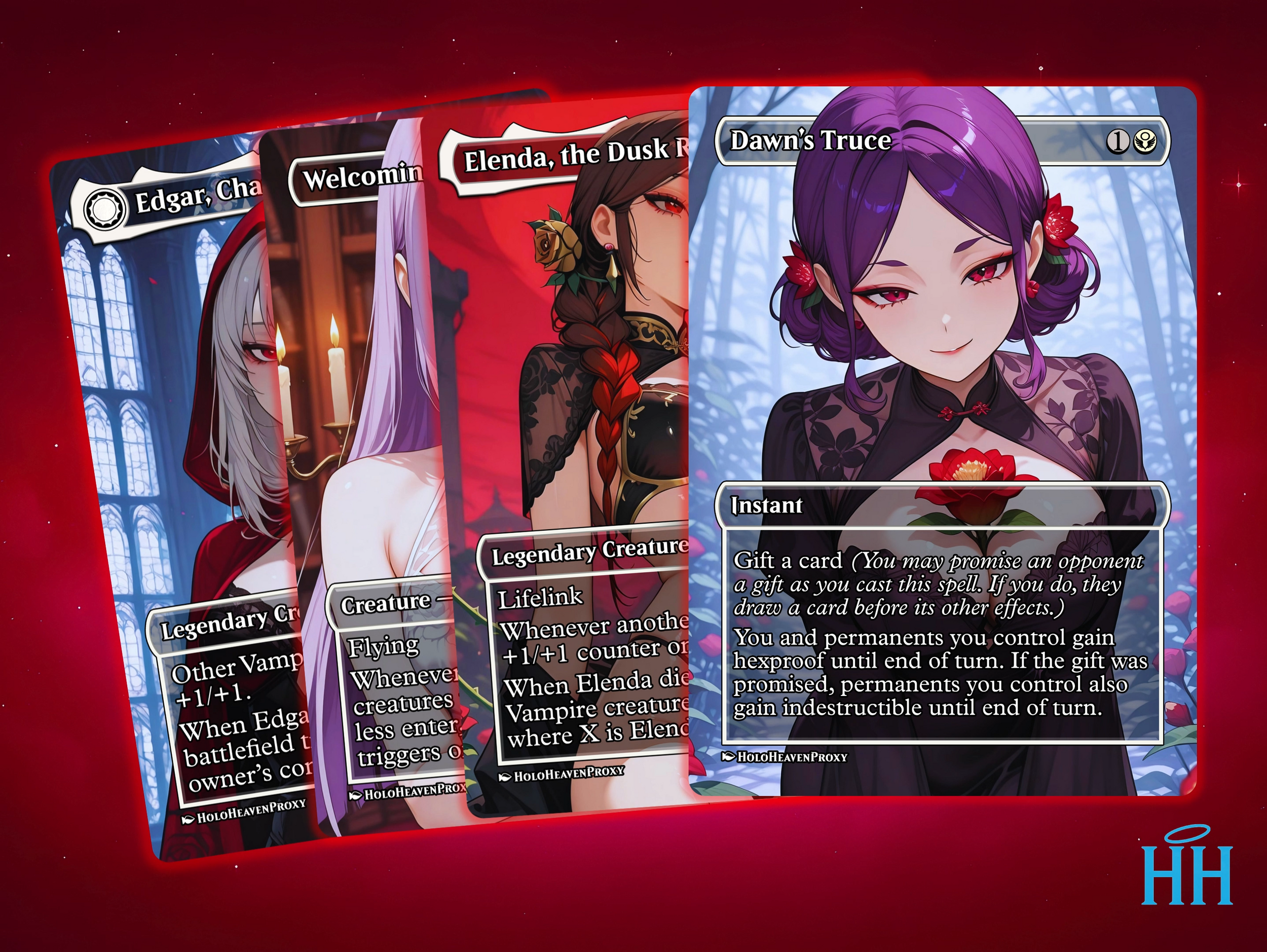 Video showcasing the custom art and mtg proxy cards you get in the Edgar Markov proxy deck.